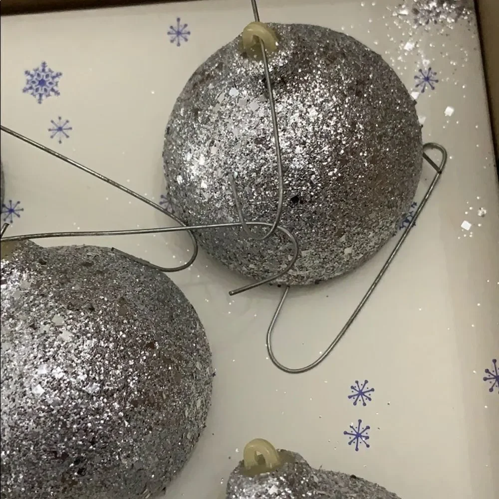 ‎Vtg Jewelbrite glitter Christmas ornaments in box